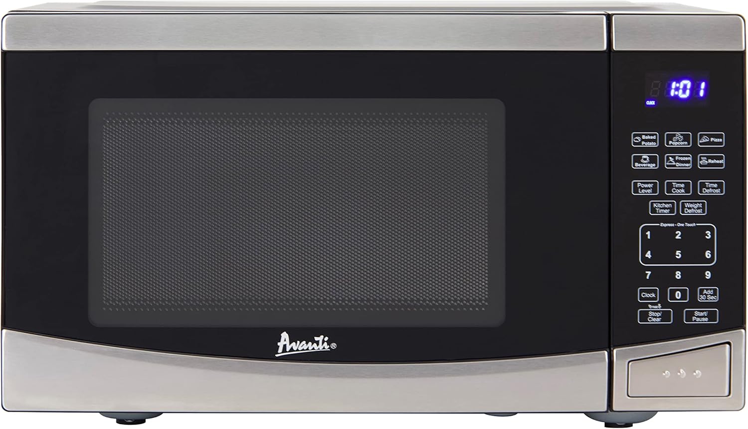 Avanti Microwave Oven 900-Watts Compact with 10 Power Levels and 6 Pre Cooking Settings, Speed Defrost, Electronic Control Panel and Glass Turntable, 0.9-Cu.Ft., Stainless Steel