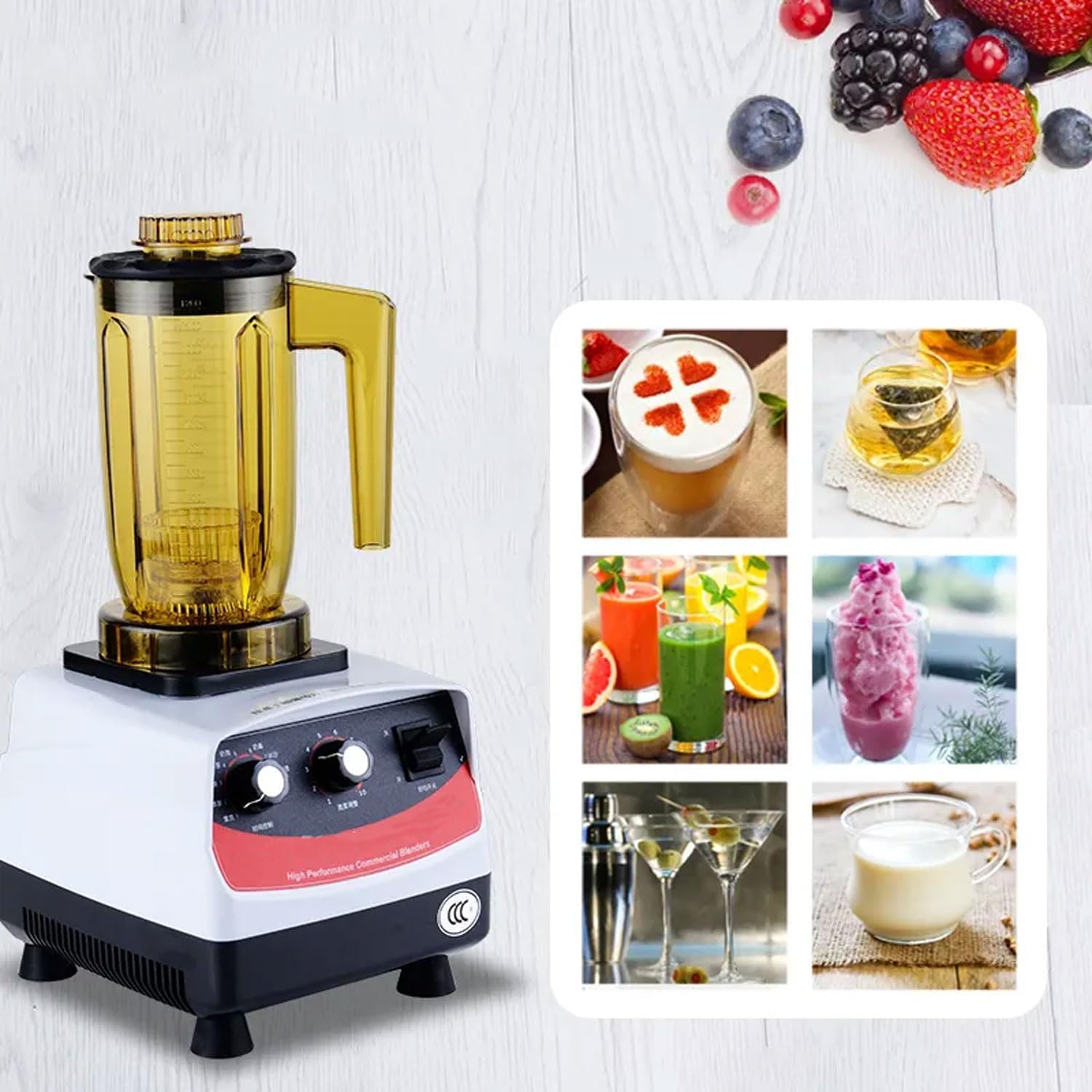 Commercial Fruit Blender, 1800W Milkshake Smoothie Machine with 4 Mixing Cups, 1200ml 10-Speed ​​Adjustable Food Blender for Milk Tea Shop, Coffee Shop, Beverage Shop, Restaurant