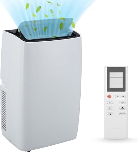 12,000 BTU Portable Air Conditioner for Room Up to 550 Sq.Ft - Free Standing AC Unit with Cooling, Fan, Dehumidifier, 24H Timer, Sleep Mode, Remote Control, Window Kit, White
