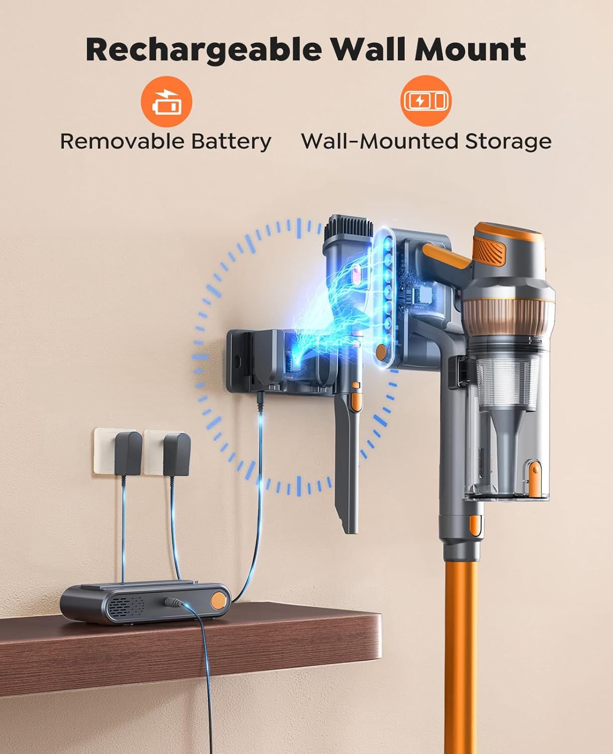 Cordless Vacuum Cleaner,600W 50KPa 65Mins Vacuum Cleaners for Home,Stick Vacuum with LED Touch Screen,Wall Mount Charging,Self-Standing Cordless Vacuum for Pet Hair/Carpet/Hard Floor/Car