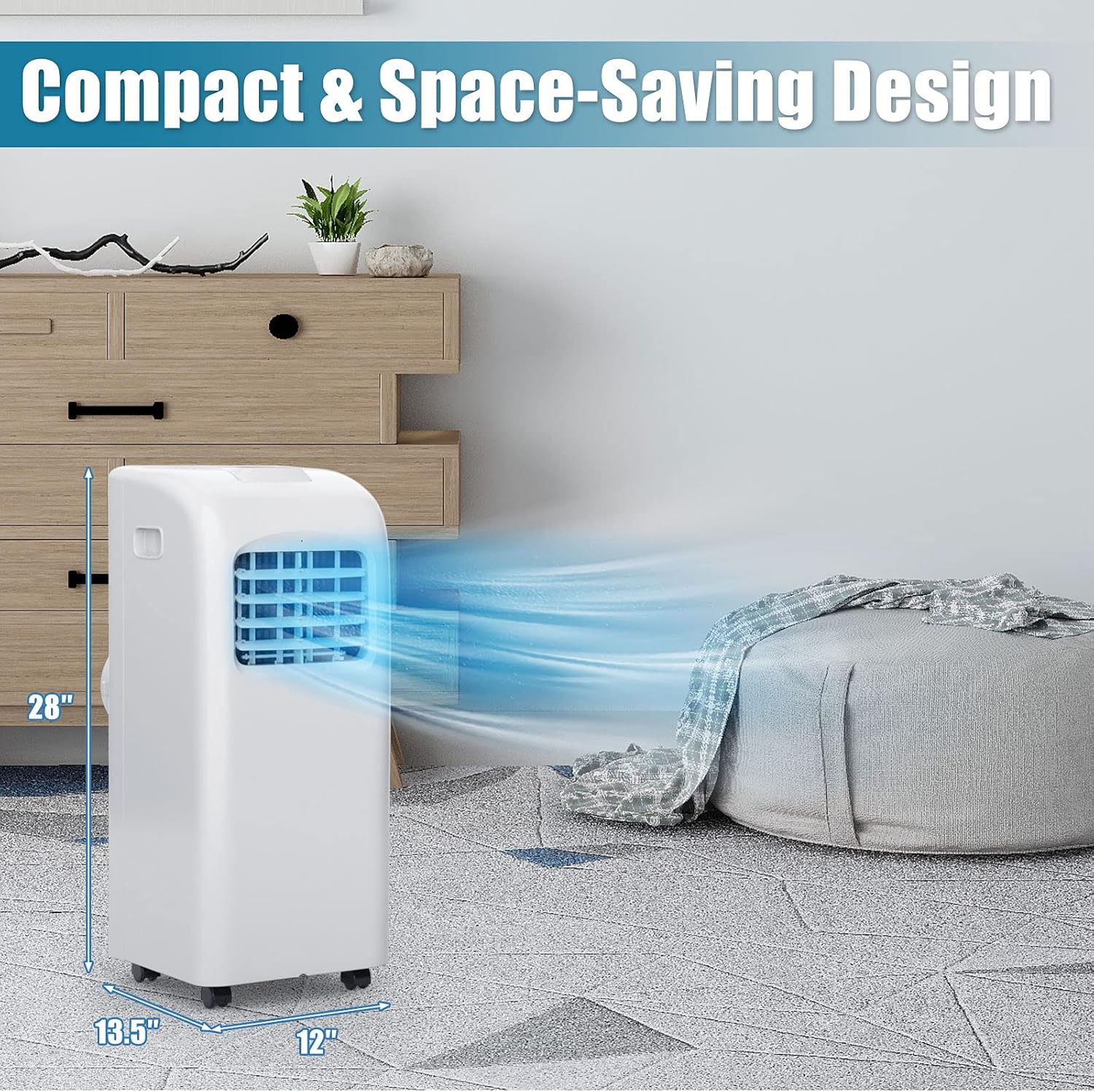 DORTALA 8000 BTU Portable Air Conditioner, AC Cooling Unit with Remote Control, Dehumidifier, 24H Timer, Window Kit, Cool Rooms Up to 400 Sq.Ft