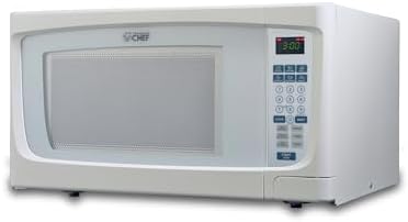 COMMERCIAL CHEF 1.6 Cubic Foot Microwave with 10 Power Levels, Small Microwave with Push Button, 1000 Watt Microwave with Digital Control Panels, Countertop Microwave with Timer, White
