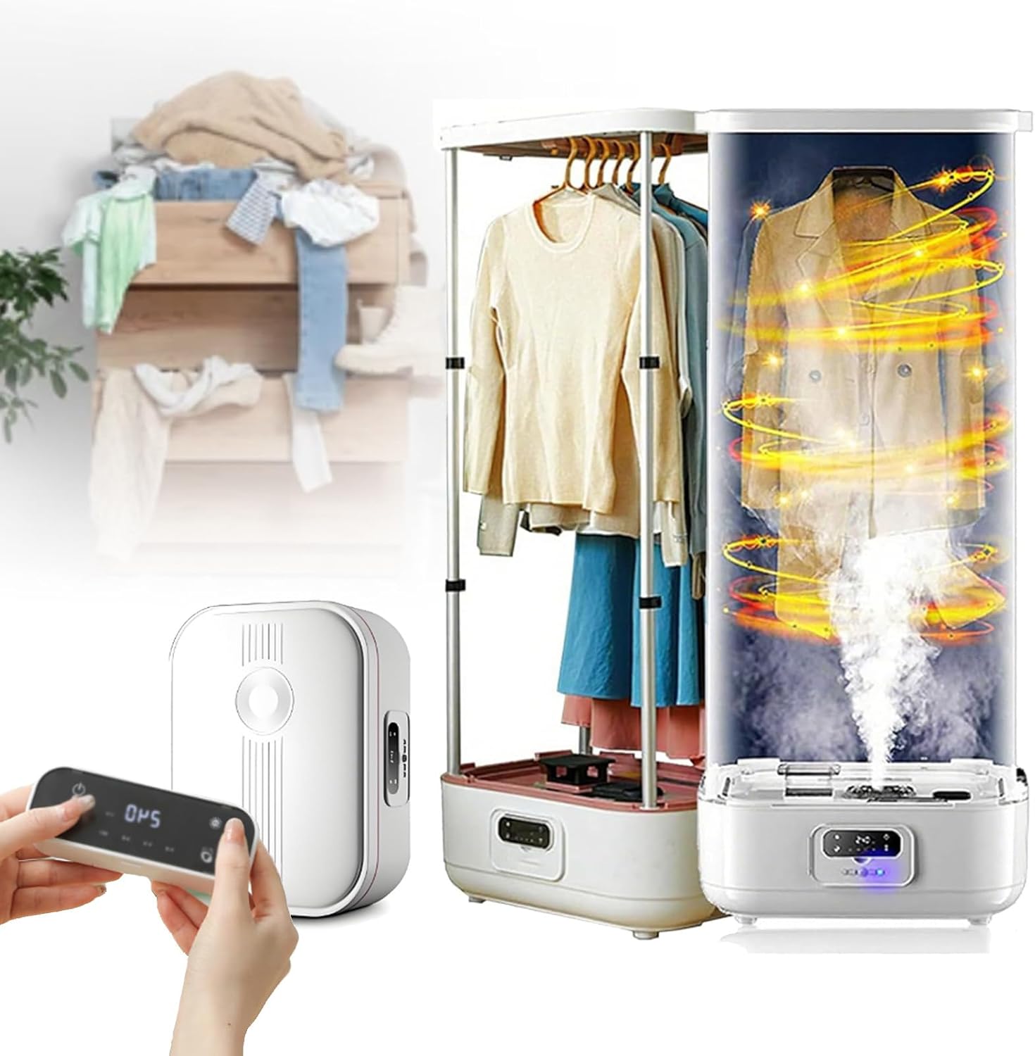 Home Use 2-in-1 Steam Drying Machine with Remote Control - Collapsible 900W Garment Steamer for Deodorizing and Drying Clothes, Saves 90% Time