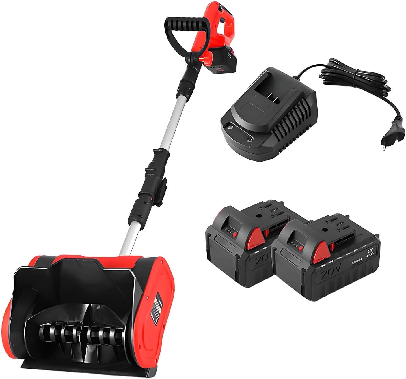 Brushless Snow Blower, Handheld Electric Shovel, Brushless Motor, Double Safety Switch, Lightweight Electric Snow Blower for Patio Driveway(Two Batteries)