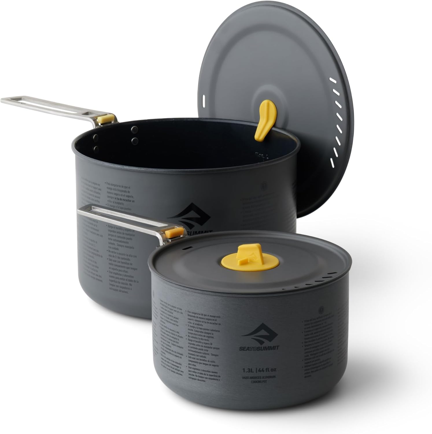 Sea to Summit Frontier Ultralight Two Pot Set for Camping, 1.3-Liter Pot and 3-Liter Pot