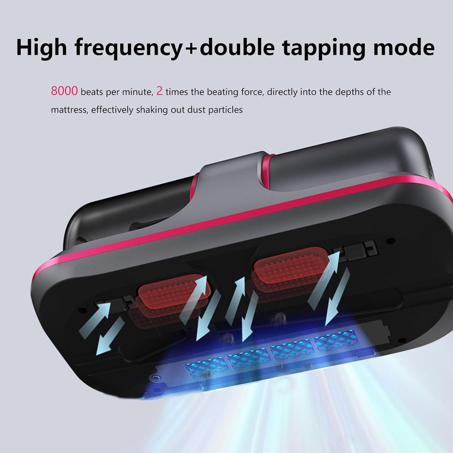 Handheld Vacuum Cordless Rechargeable,8kpa Suction,Strong Double Beat Mode, 8000 Beats Per Minute - Powerful Vacuum Cleaner for Mattress,Sofa & Carpets (Red)