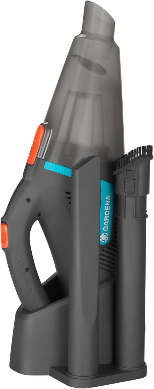 GARDENA Set Outdoor handheld vacuum cleaner EasyClean Li (incl. wall bracket): battery vacuum cleaner for wet and dry particles, strong suction power (9340-20).