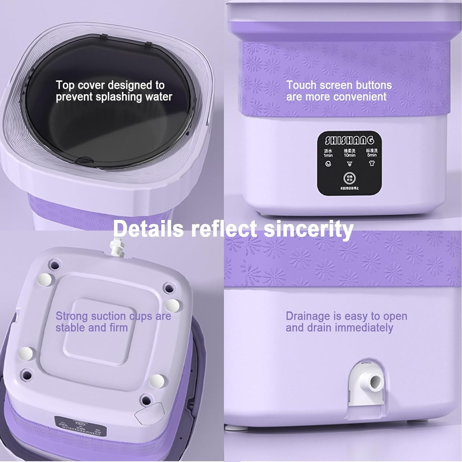 THAMBA Foldable Mini Washing Machine, Small Portable Washing Machine with 3 Modes Deep Cleaning with Blue Light and with Detachable Drain Basket Best Gift Choice (Color : Green)