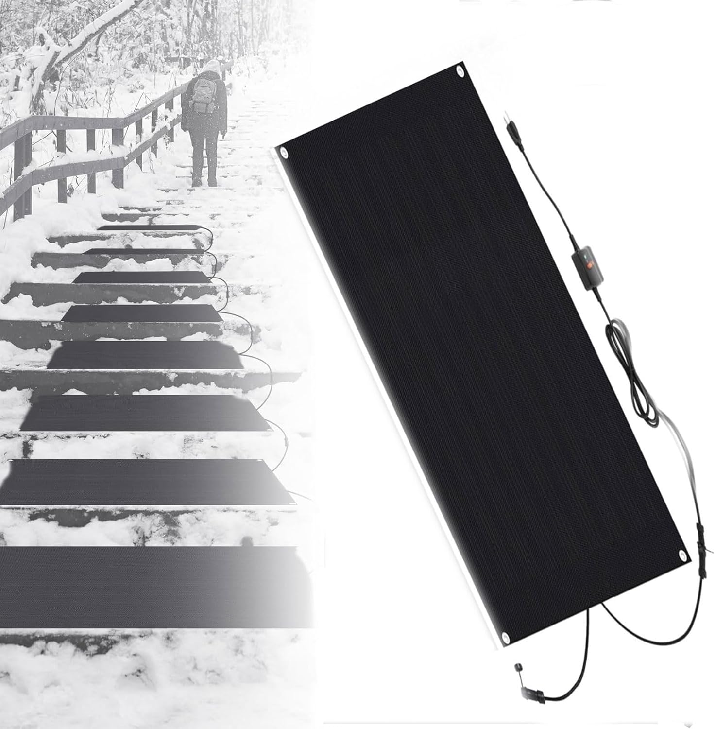 Snow Melting Mats Outdoor for Entrances Steps Walkway Decks Sidewalks, Heating Stair Mats, Non-Slip Heated Outdoor Mats 120V, Heating Driveway Mats with UL Certificate Power Cord(1 Pcs,10