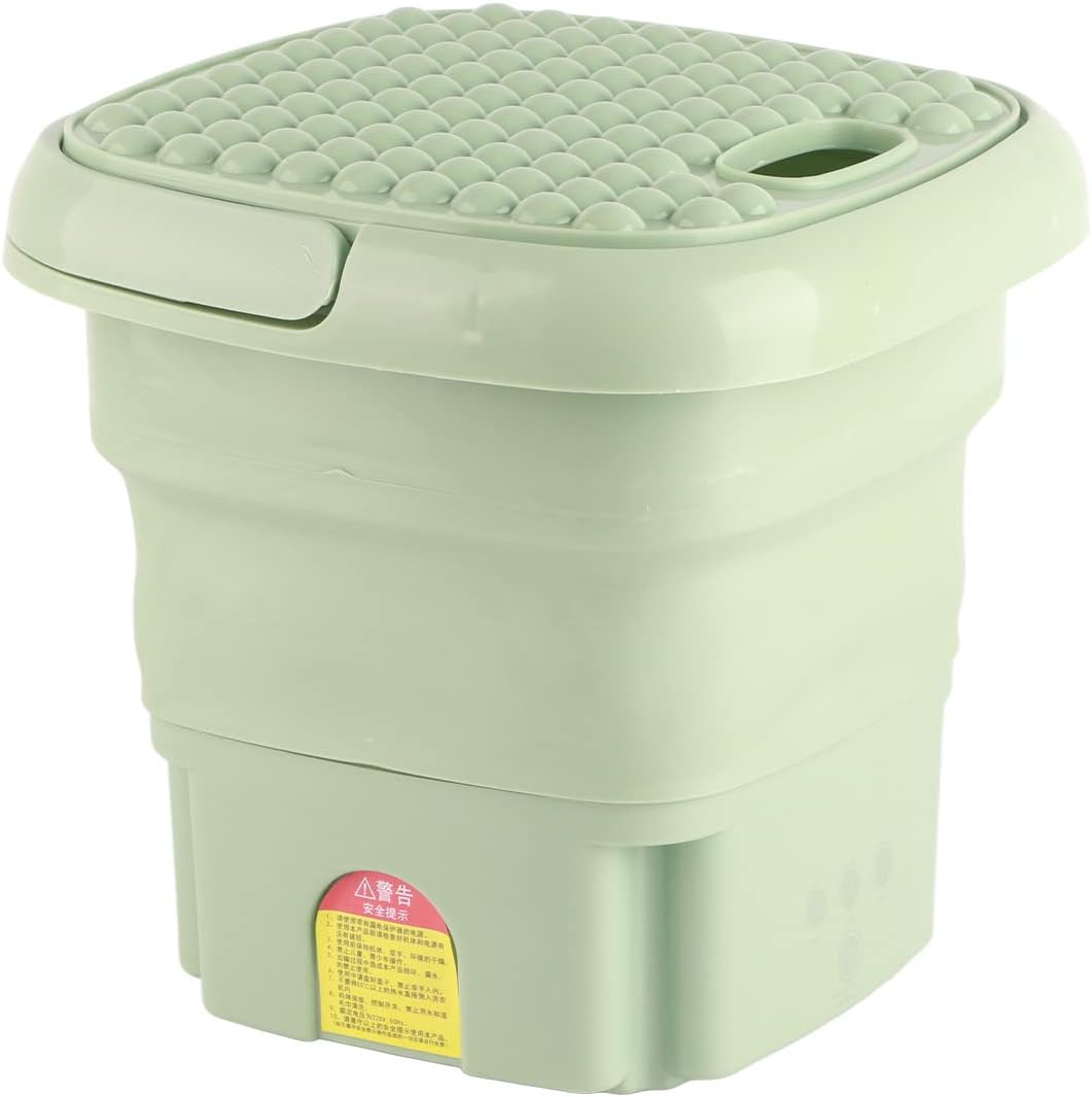 AYNEFY Portable Folding Washing Machine, 3 Modes Deep Washer for Home and Travel, TPE, PP, 10.2 x 8.1 x 8.1in (Green)