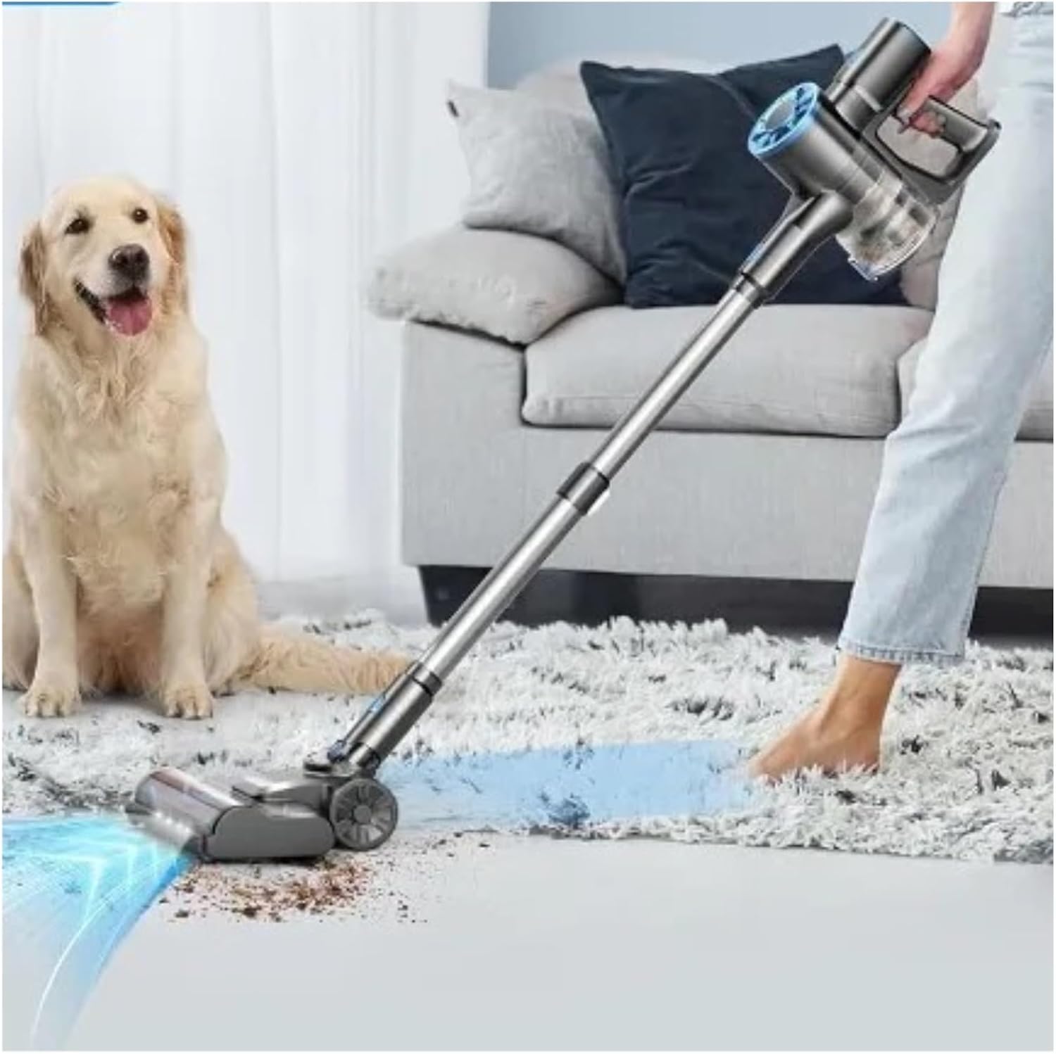 Cordless Vacuum Cleaner 8 in 1 Lightweight Stick Vacuum with Self-Standing LED Display for Carpet Compatible with TASVAC N9