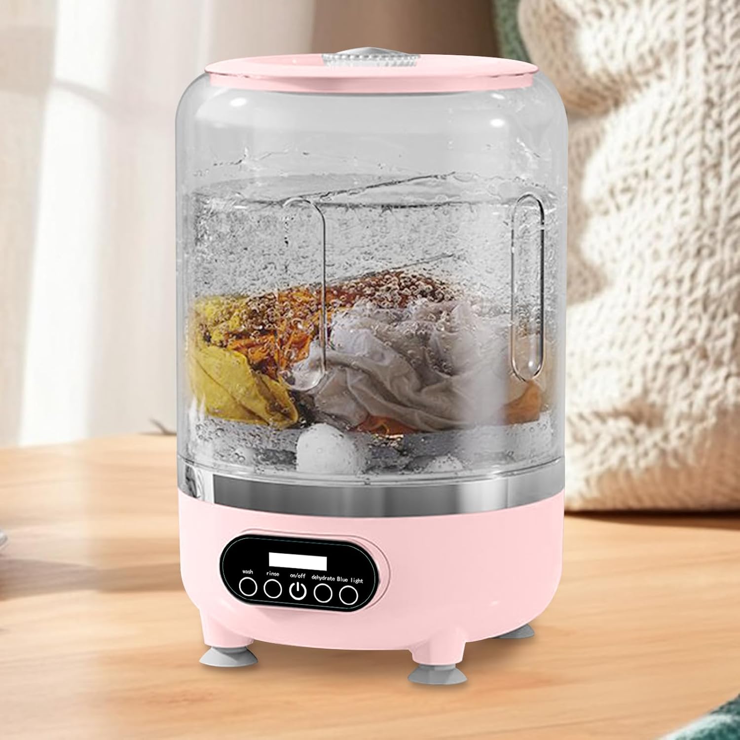 Portable Washing Machine - 25.5x15cm colapsiblle Washing Machine | Mini Laundry Machines Spin Basket | Foldable Washer Dryer | Travel Camping Bathroom Baby Clothes Socks T Shirt Underpants