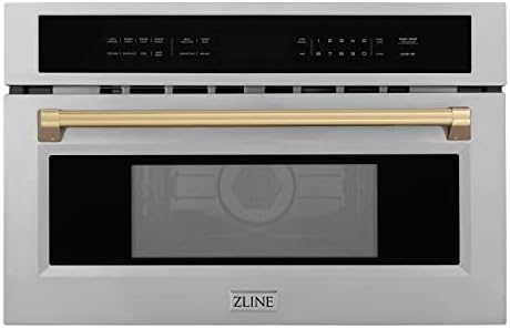 ZLINE Autograph Edition 30” 1.6 cu ft. Built-in Convection Microwave Oven in Stainless Steel and Champagne Bronze Accents