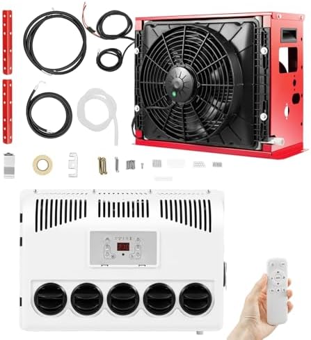 12V AC Unit RV Air Conditioner, Mini Split 11000 BTU Electric AC Unit, Fast Cooling & Low Noise Truck Cab Air Conditioners for Semi Motorhome Trucks Bus Trailers Camper Van
