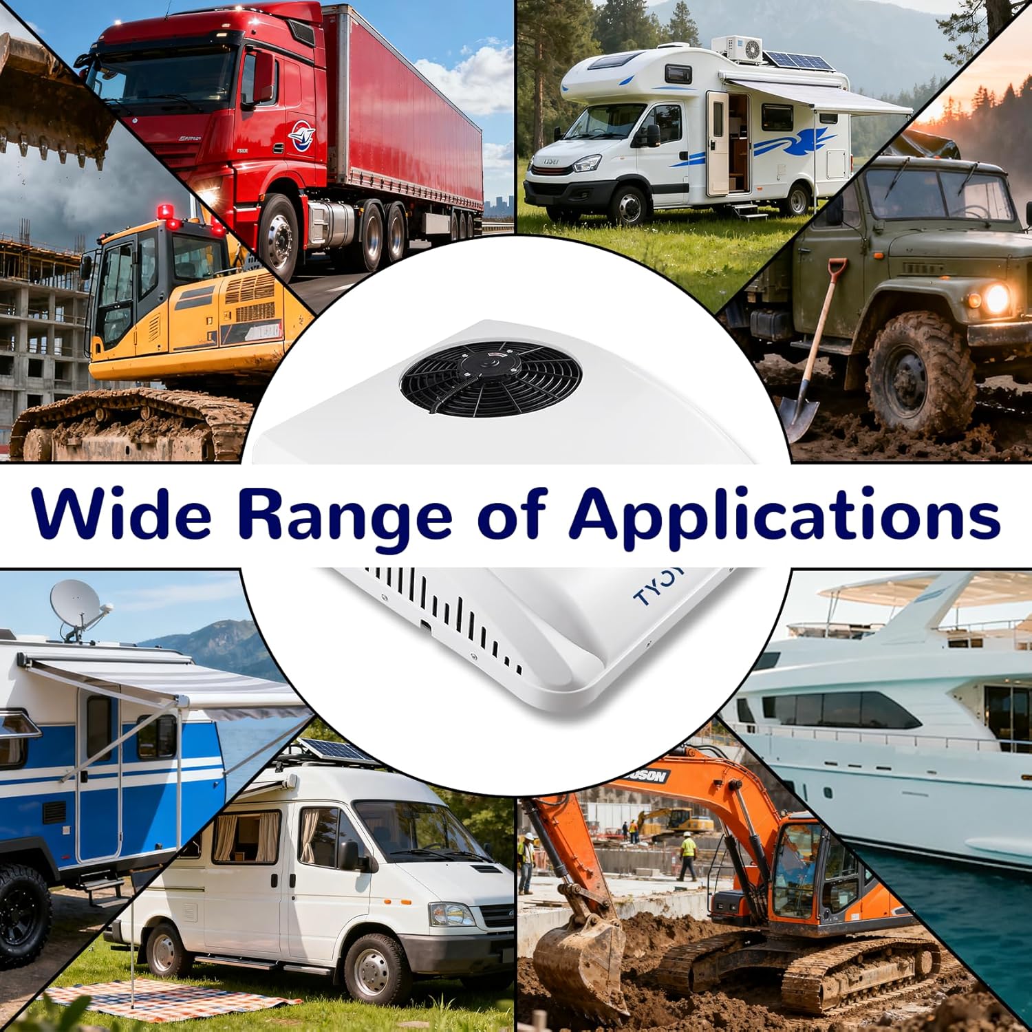 12V DC RV Air Conditioner 8500 BTU Ultra-Quiet AC, Fast Cooling and Heating Rooftop RV AC Unit, Easy Install Non-Ducted RV A/C Kit for RVs, Trailers, Campers, Truck (12V, Battery Powered)