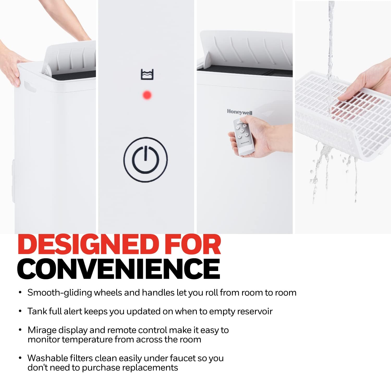 Honeywell 14,500 BTU Portable Air Conditioner for Rooms up to 700 Sq Ft, with Dual Hose & 101 Pint Dehumidifier, Includes Remote Control and Window Kit, HW4CEDAWW0, White (10,000 BTU SACC)