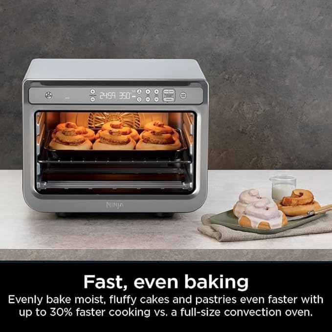 Ninja Prestige Smart XL with Pro Cook System 10-in-1 Air Fry Digital Countertop Convection Toaster Oven with Air Fry, Broil & Bake, Pro Cook Thermometer, 1800 Watts, Stainless Steel, DT551 (Renewed)