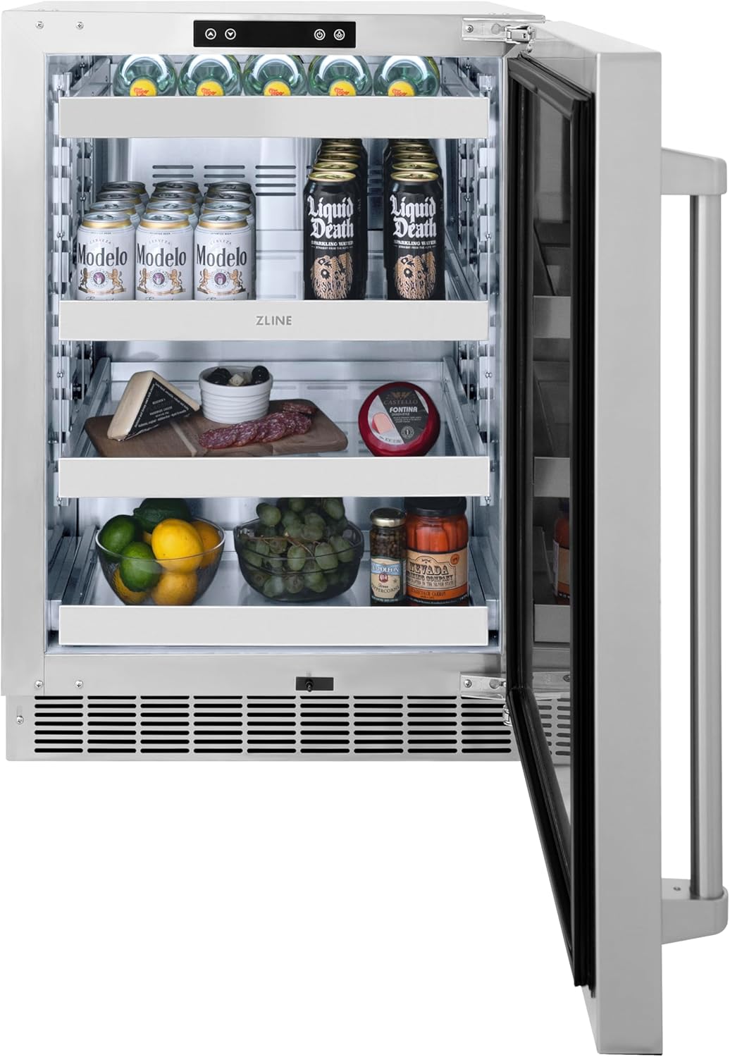 Z Line Kitchen and Bath ZLINE 24 in. Touchstone 151 Can Beverage Fridge With Solid Stainless Steel Door (RBSO-ST-24)