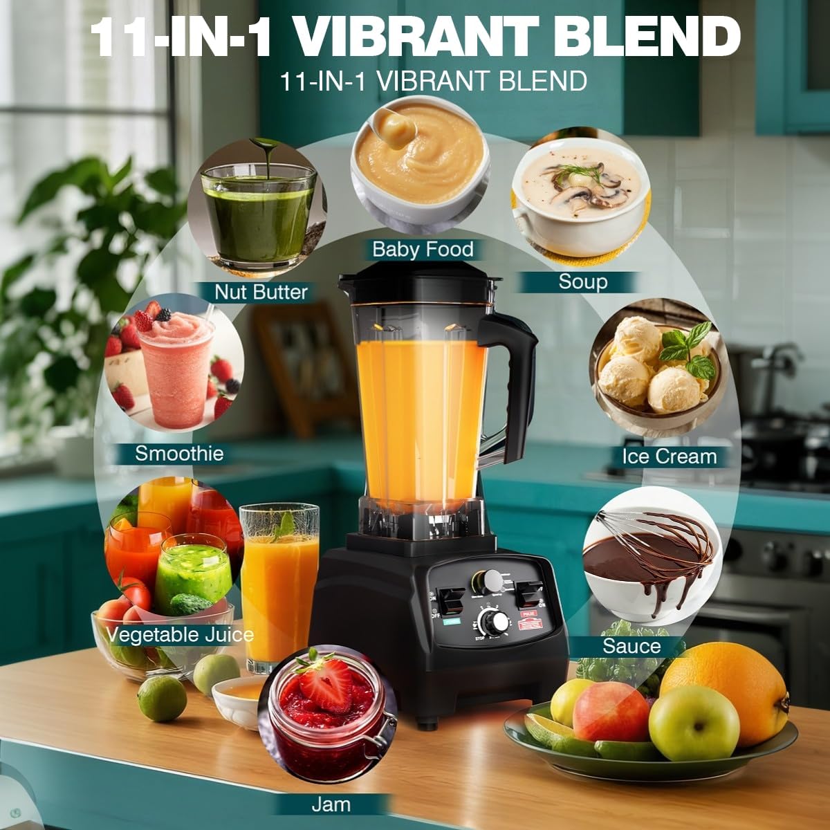 Smoothie Blender 1800W Powerful Blenders for Kitchen 68 Oz Large Capacity and BPA-Free Containers with To-Go Cup Countertop Blender for Smoothies, Ice Crushing & Frozen Drinks