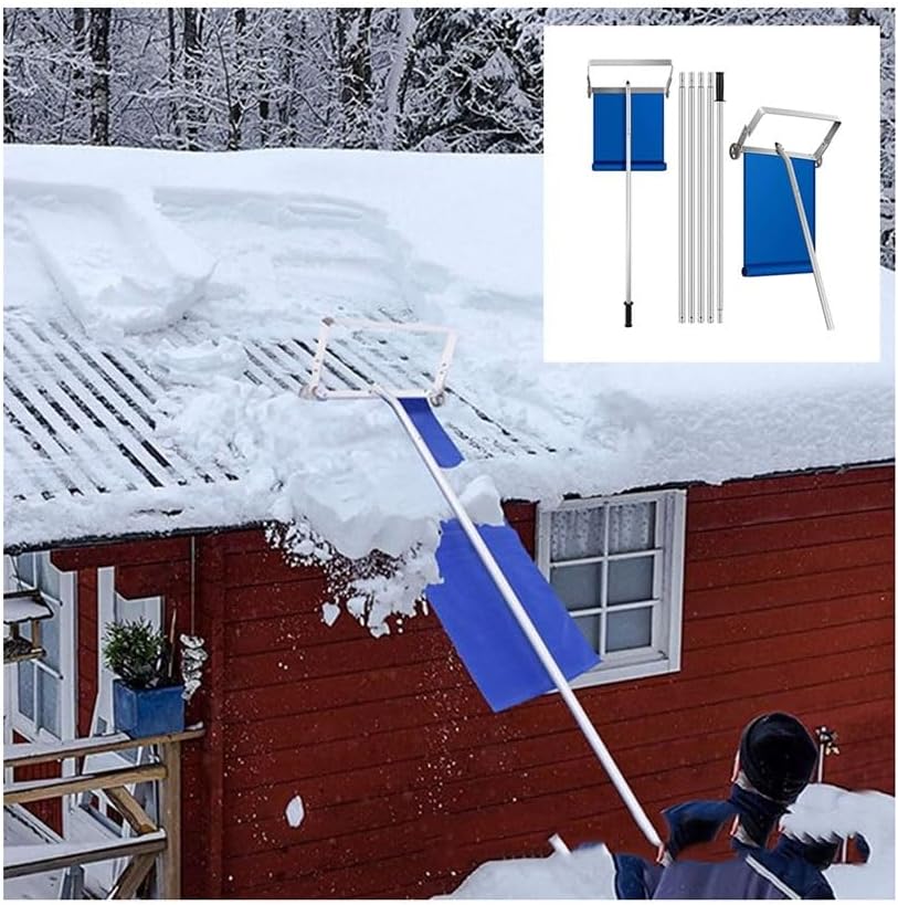 30 Ft Snow Roof Rake with Wheels, Extendable Pole for Efficient Snow Removal, Durable Oxford Frame, Lightweight and Easy to Use, Ideal for Homeowners and Snowy Regions