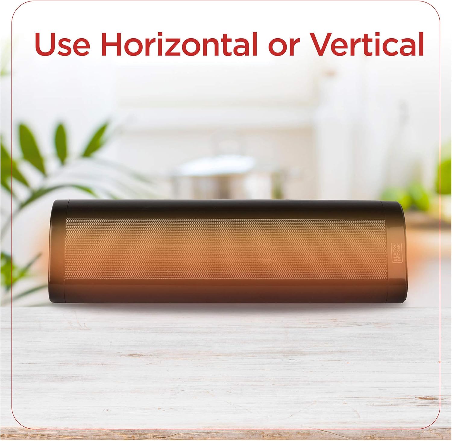 BLACK+DECKER Ceramic Space Heater with Adjustable Thermostat, Tower Heater for Vertical or Horizontal Use, 3 Heat and Fan Only Settings, Oscillation Function, BHVHC15, Black