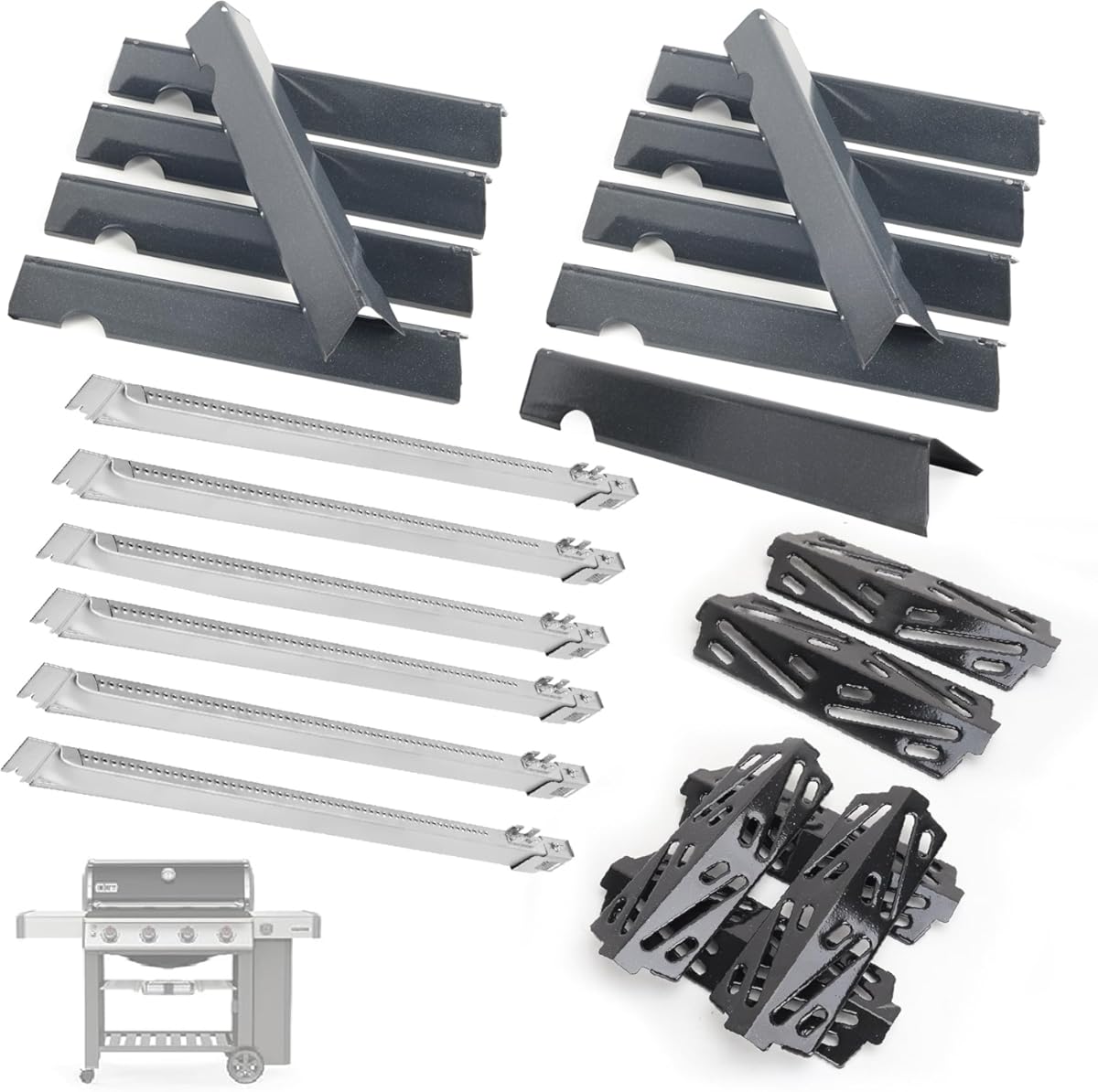 SafBbcue Grill Parts Kit for Weber Genesis II 600 Series Grill,66034/66796 Flavorizer Bars 66687/66042 Heat Deflectors and 67490 Burner Tubes for Weber Genesis II E/S-610 LX E-640 S-640 Grills