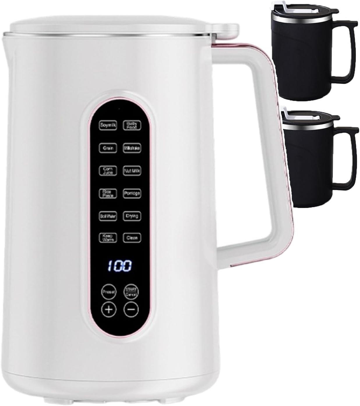 Electric Soy Milk Maker with 2 Tea Cups(500ml), Soybean Oatmeal Maker Machine, Tea Milk Machine, Blender For Drinks, Afternoon Tea, Porridge, Rice Paste, 12 Hours Booking