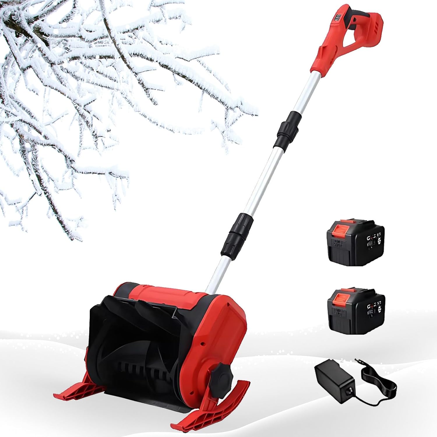 20V Cordless Snow Shovel, 1200W Electric Snow Shovel with Brushless Motor, 4.0Ah Battery & Charger, 26.24FT Throw Distance, Lightweight 7.9lb for Driveway & Steps