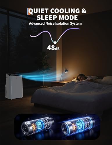 14,000 BTU Portable Air Conditioner for 750 sq.ft Rooms, 3-in-1 Cooling/Dehumidifier/Fan, Low Noise, Self-Evaporative, Easy Installation Kit Included, Black Top Cover