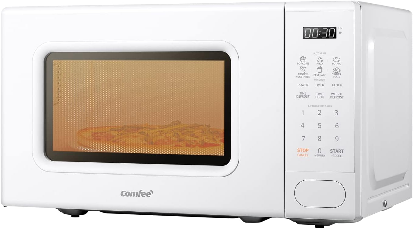 COMFEE Microwave with 11 Power Levels, 700W & Toaster Oven Combo with 3 Cooking Modes, 950W, White