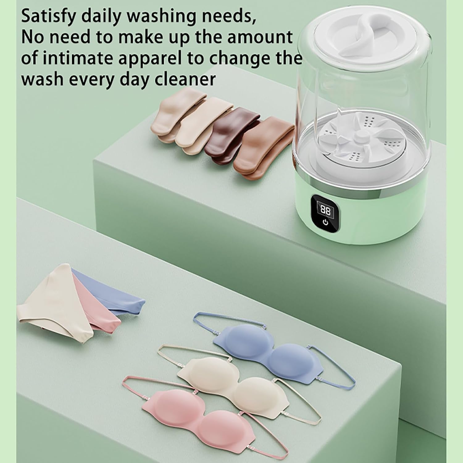 Mini Portable Washing Machine，Cleaning for Underwear, Socks & Baby Clothes, Compact Travel Laundry For Apartment, Dorm, Camping, White(A)