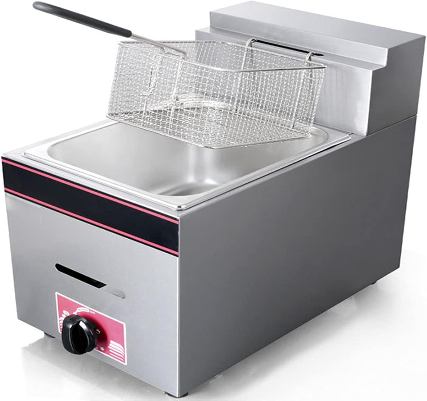 Gas Fryer, 10L Large Capacity, Countertop Professional Deep Fryer, with Removable Baskets and Lid, Adjustable Firepower, Stainless Steel, Easy Clean（1x Fried Basket）