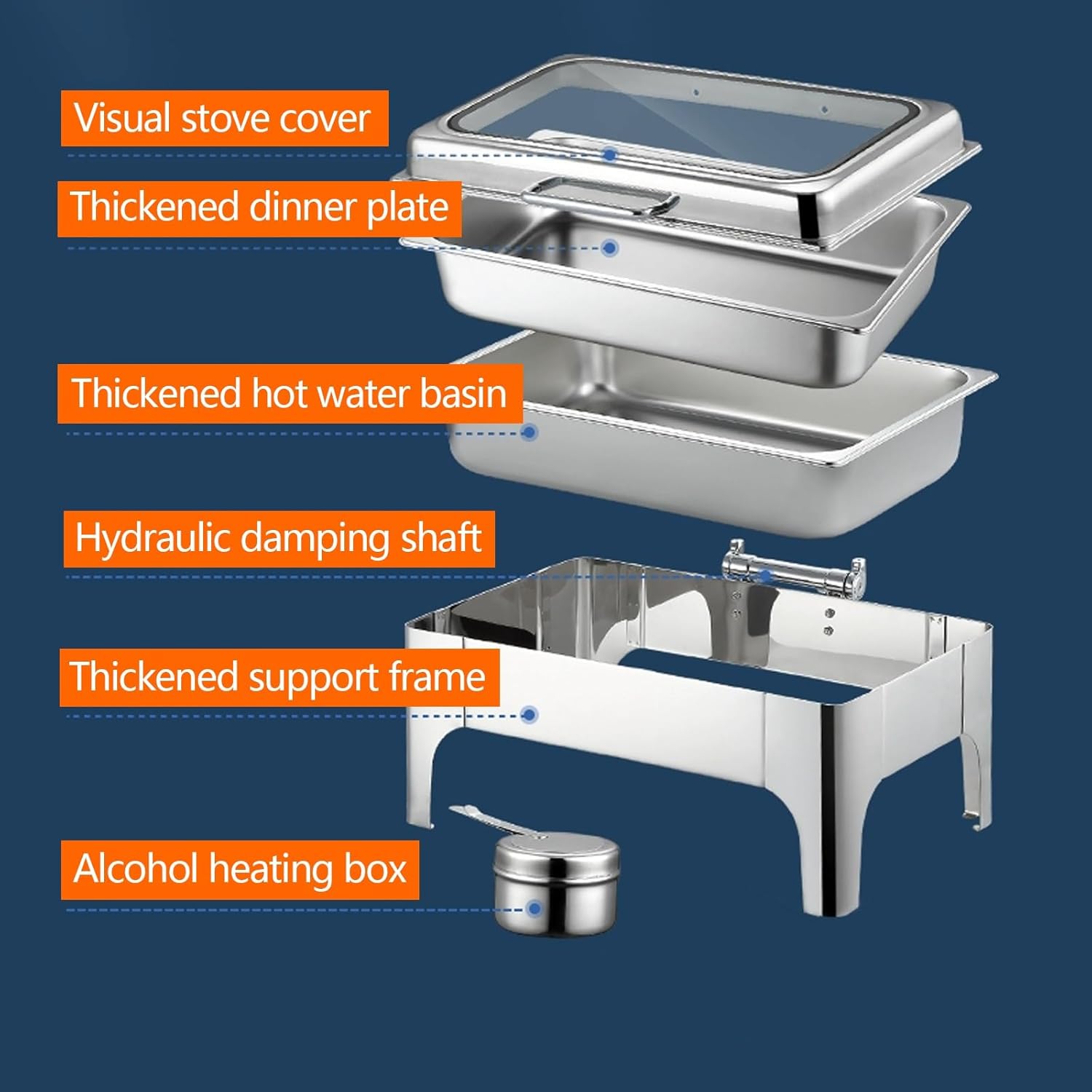 Food Warmers for Parties Stainless Steel Buffet Serving Dishes for Heating and Cooling, Warmers for Food Trays Buffet 9QT, Catering Supplies