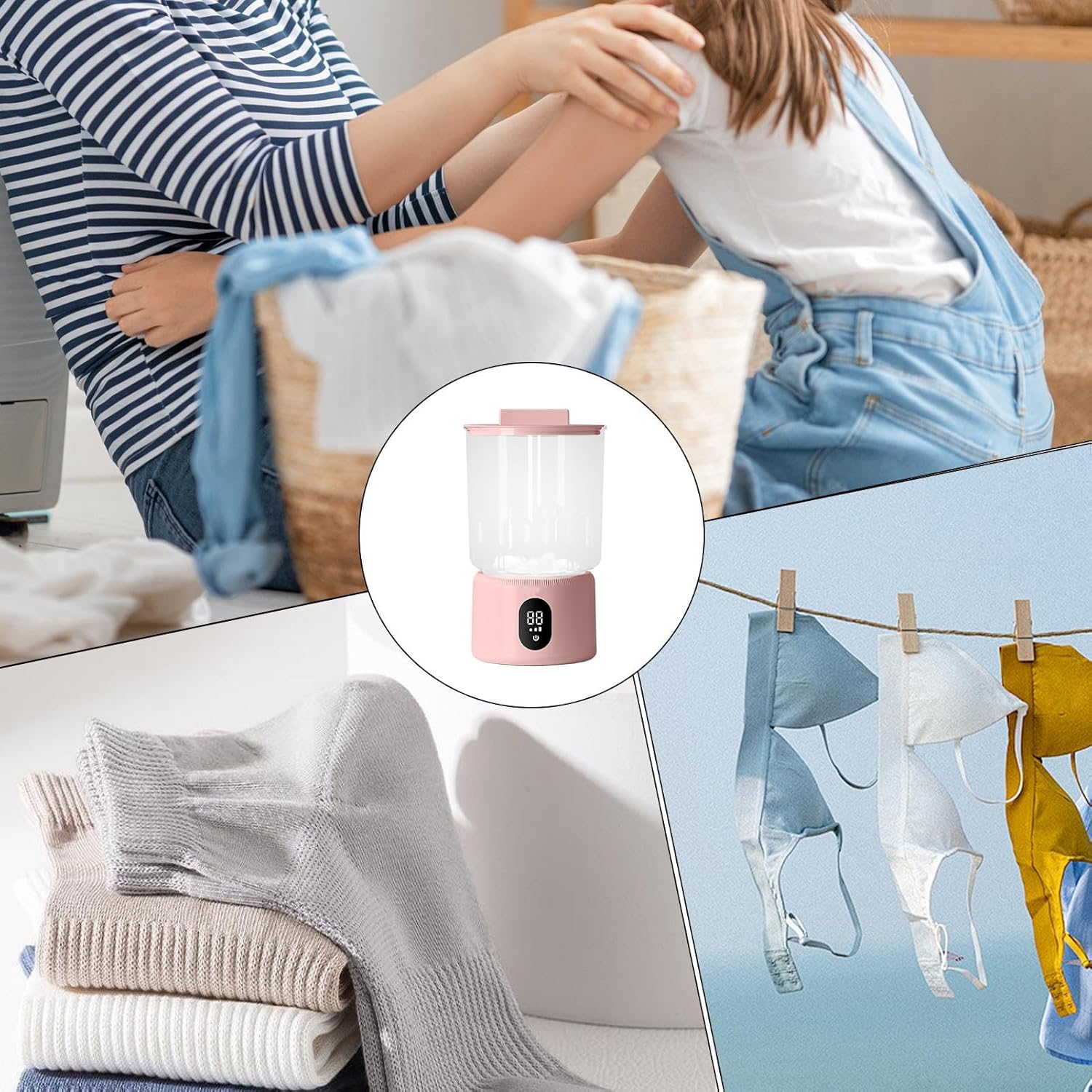 Washing Machines - Underwear Washing Machine | Portable Panty Washer | Small Laundry Machines For Dorm | Cordless Travel Mini Washing Device For Delicate Fabrics, Towels, Socks, Baby Clothes