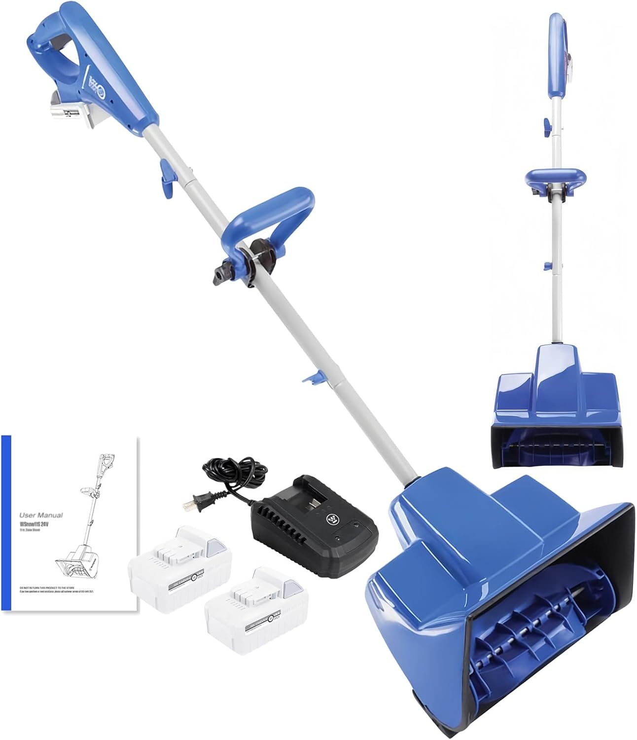 24v Cordless Snow Shovel, Electric Snow Shovel, Walk-Behind Snow Blower with Powerful Motor and Adjustable Handle, Kit W/4-Ah Battery + Quick Charger for Outdoor Snow Removal