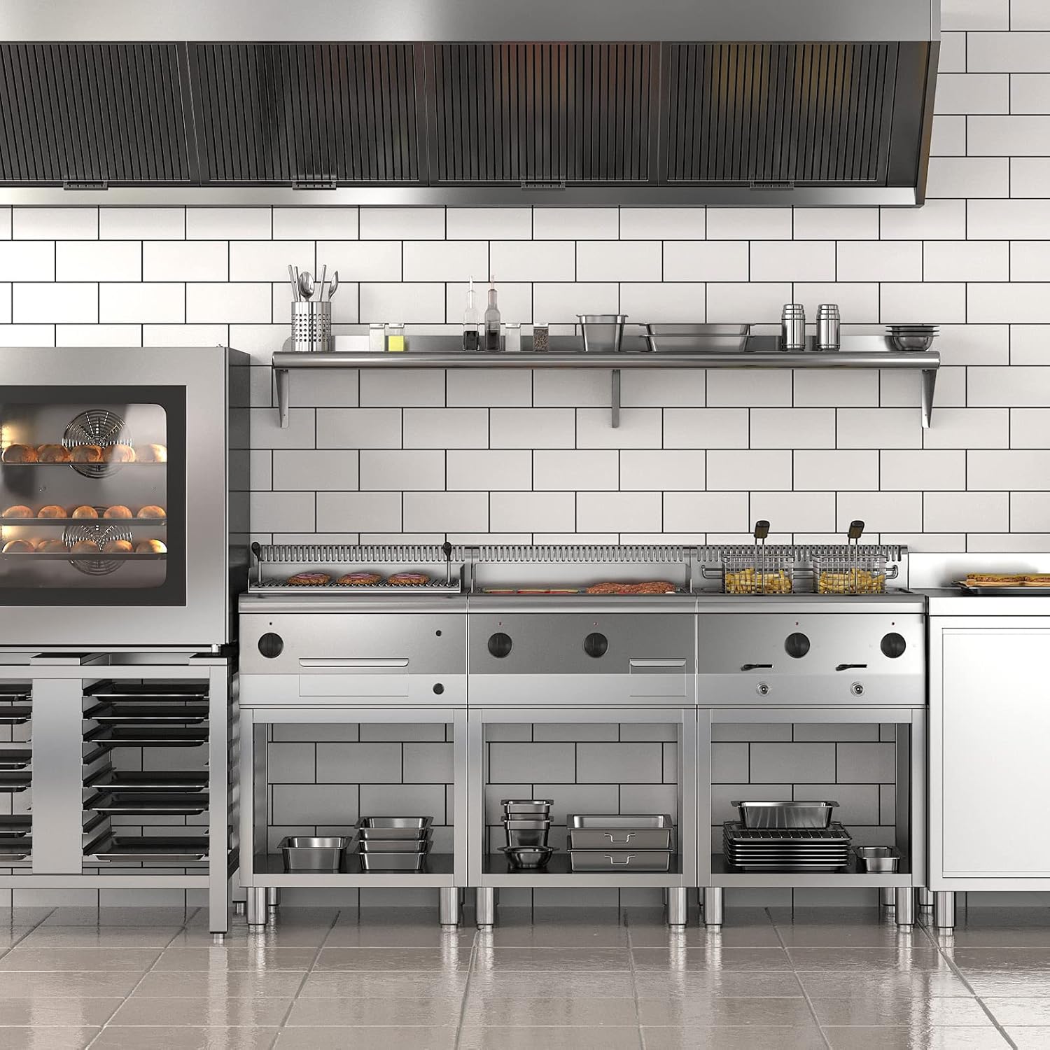 Garvee 12 in x 72 in Stainless Steel Shelf NSF Certified Appliance & Equipment Metal Shelving Mount Shelf with Backsplash for Kitchen, Restaurant, Garage, Laundry, Utility Room