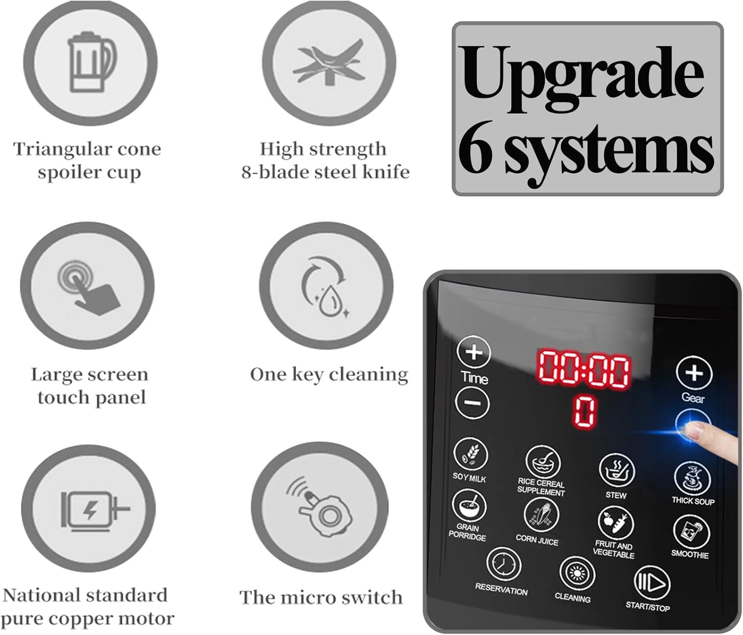 Countertop Food Blender,Hot Soup Maker,High-Speed Kitchen Food Processor with 9 One Touch Programs,12H Preset,Self-Cleaning,Crushing,Mixing,Juices,Pureeing,Grinding,Chopping,Auto-shutoff, 60OZ, 1200W