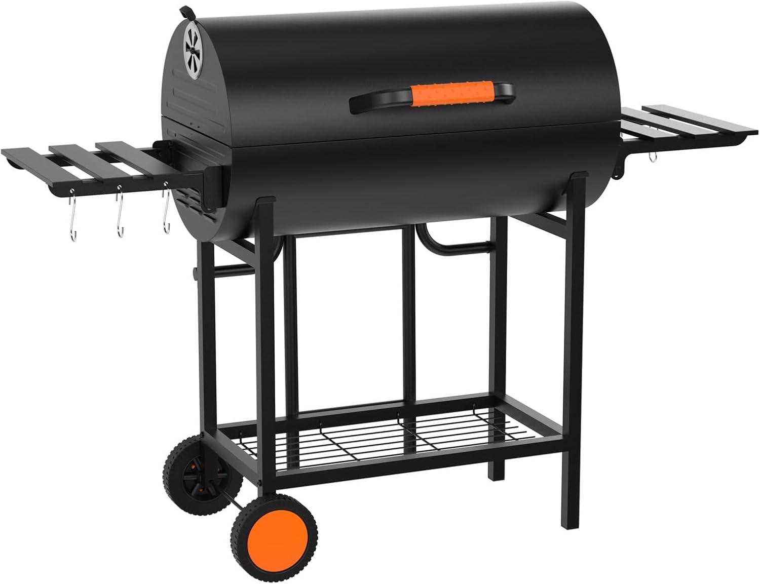 Extra Large Charcoal Barbecue Grill, 871 Square Inches Cooking Space, Outdoor Barrel BBQ Grill with 2 Foldable Side Tables for Outdoor Backyard Patio Picnic Parties Camping, Black