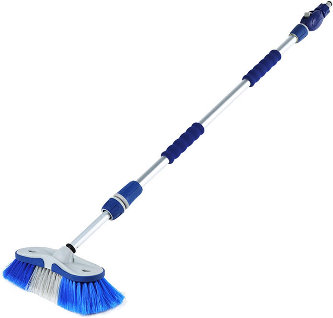 Water Fed Pole Brush Head, Solar Panel Cleaning Brush and Pole Water Fed with Hose Attachment, Solar Panel Brush Cleaner for Washing Cars, Trucks, Suvs, Rvs, Trailers, Boats.