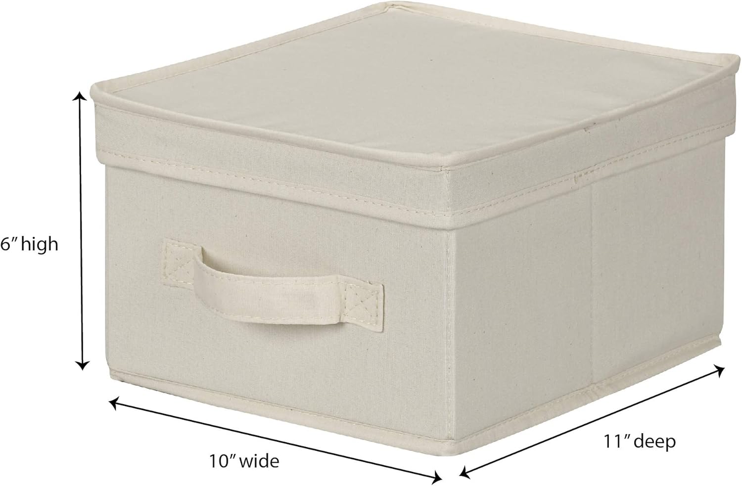 Household Essentials 111 Storage Box with Lid and Handle - Natural Beige Canvas - Medium,Natural Trim (Pack of 2)