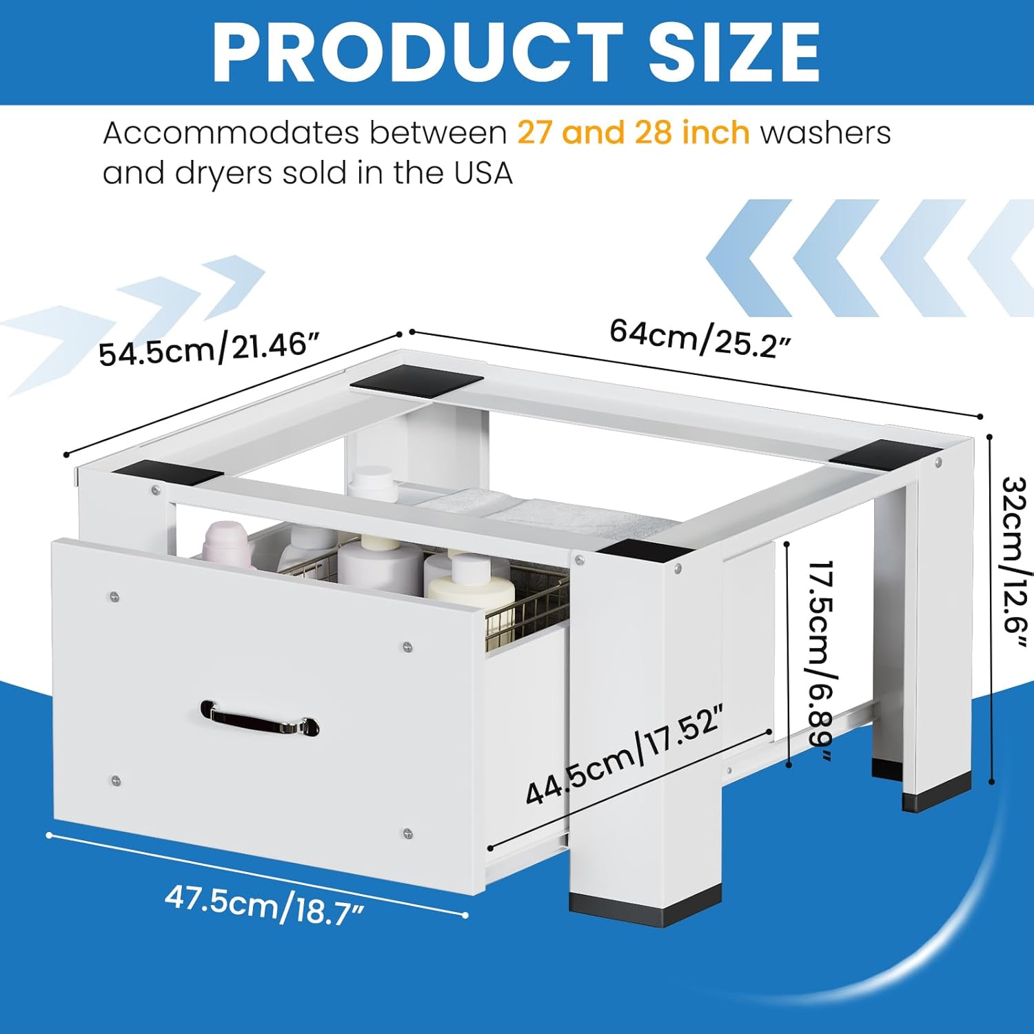 2 Pack Laundry Pedestal With Drawers, 25.2
