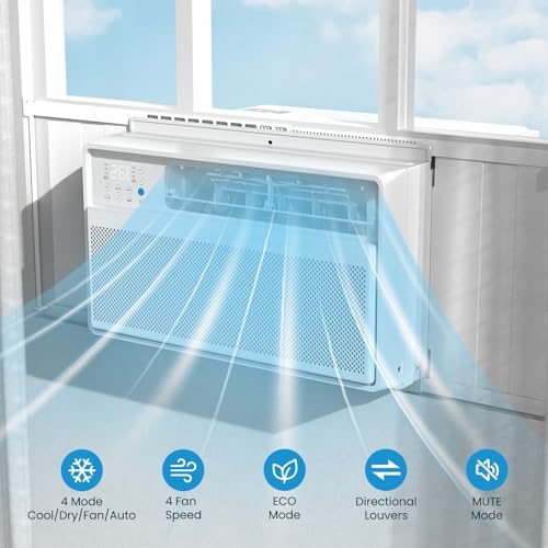 ZAFRO 12000BTU Window Air Conditioners Cool up to 550 Sq. Ft,2 Cooling & 4 Fan Speeds,Ultra-Quiet, Remote Control, Sleep Mode & Energy Saving AC Unit for Bedroom, Living Room,White[2025New]