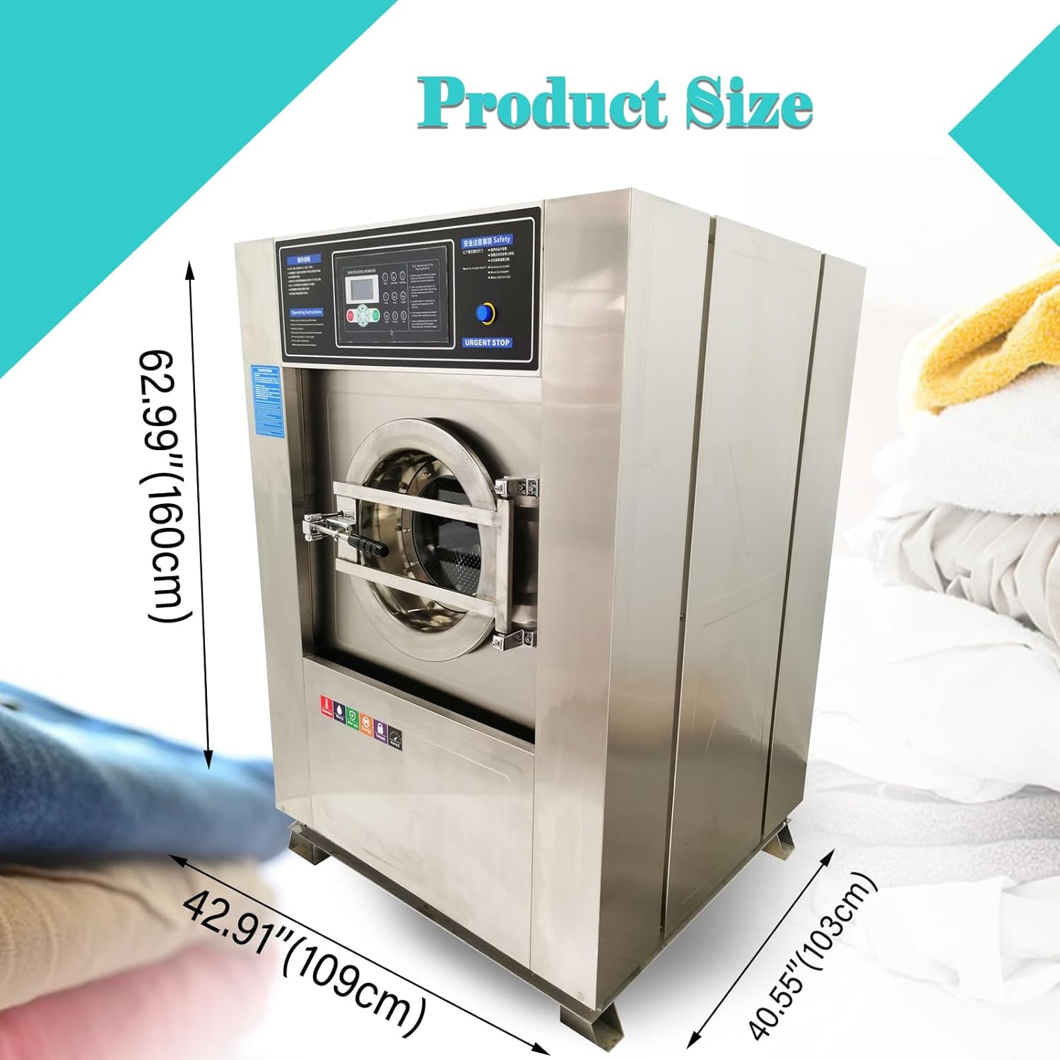 Combination Washer Dryer Automatic Washing Spinning Drying Combo Machine All-in-one Laundry Washer Dryer Extractor Machine 44LBS Capacity Washer Extractor Dehydrator 2.2KW 220V 3PH 60HZ