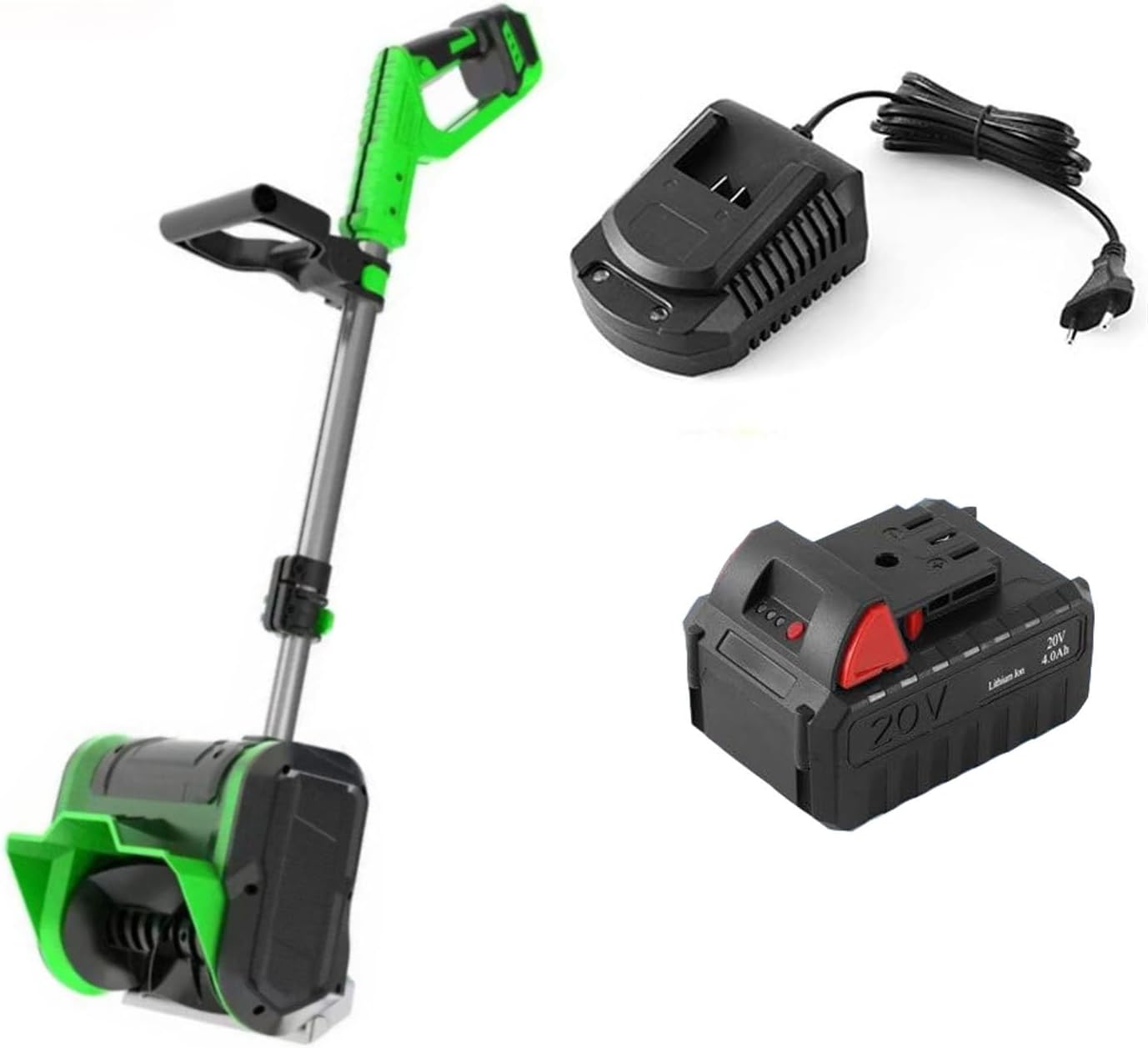 Cordless Snow Shovel,16 inch Electric Snow Shovel,Battery Snow Blower with Adjustable Handle,for Patio,Deck,Driveway,Green-1Battery