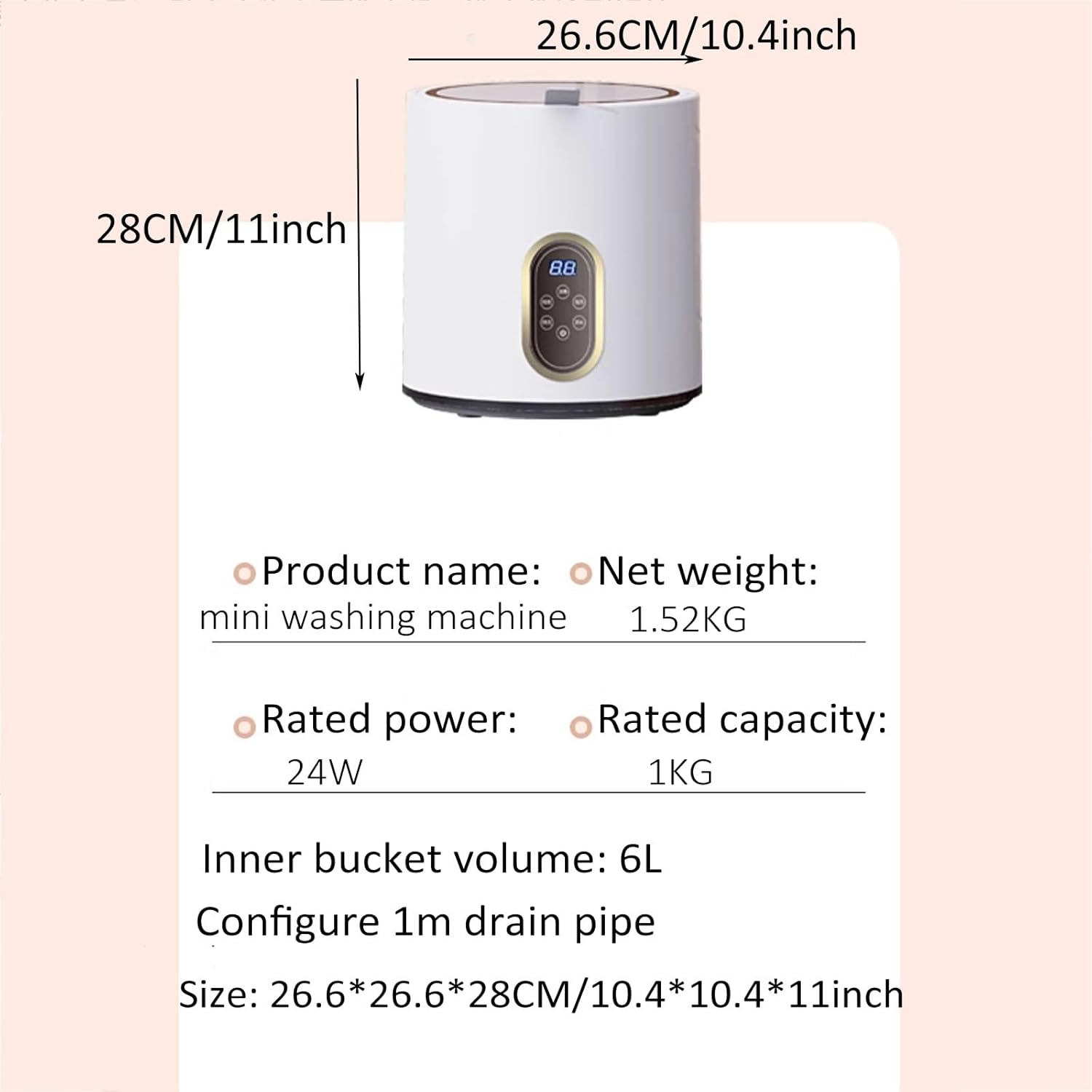 Portable Washing Machine, Mini Washer 6l Capacity, Bucket Washing Machine, with Drain Basket, for Camping, Traveling, Apartments, Dorms, Rv (Size : Blu ray)