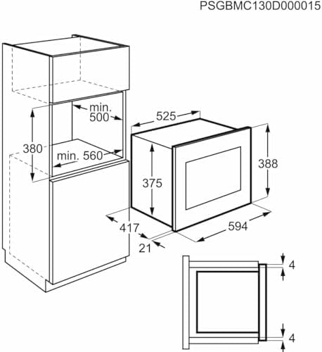 AEG MBE2657SEB Integrated Microwave Oven, LCD Display, Interior Light, Electronic Opening, Defrost Program, 3 Programmable Functions, 900 W, Black, 26 L