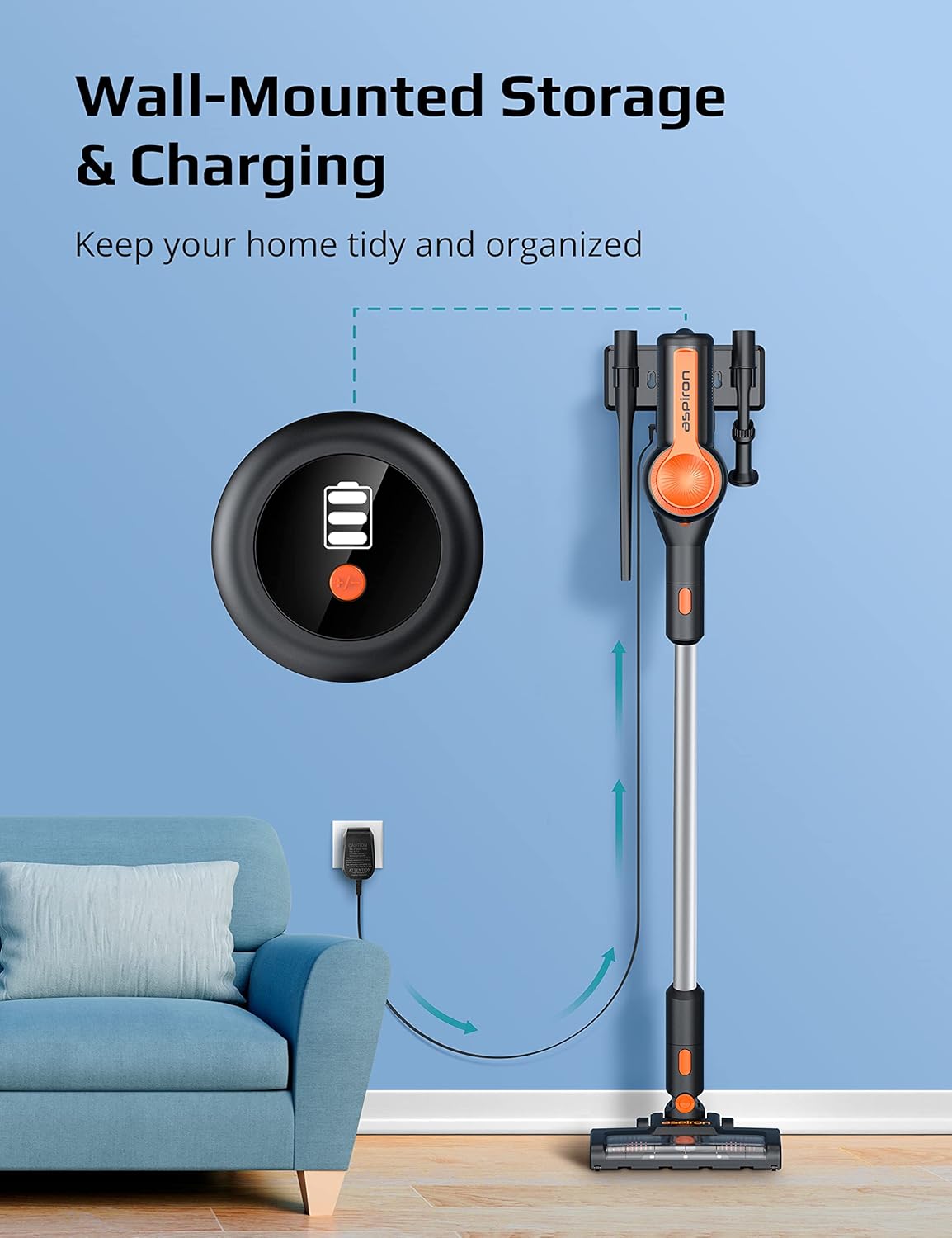 Aspiron AS-CA007 Stick Vacuums & Electric Brooms, Orange