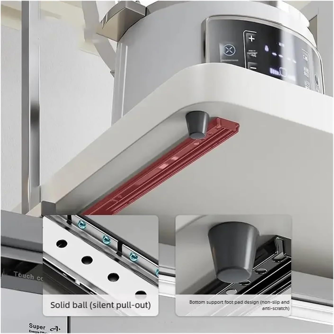 Pull-Out Microwave Oven Kitchen Shelf Free Standing Spice Storage Rack Electrical Appliances Shelves 2 Layers(Almond White 32cm)