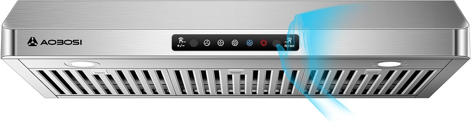 AAOBOSI Range Hood 36 inch Under Cabinet, 800-CFM Gesture Sensing/Touch Control,3 Speed Range Hood with LED Lights Exhaust Fan, Stainless Steel Kitchen Vent Hood