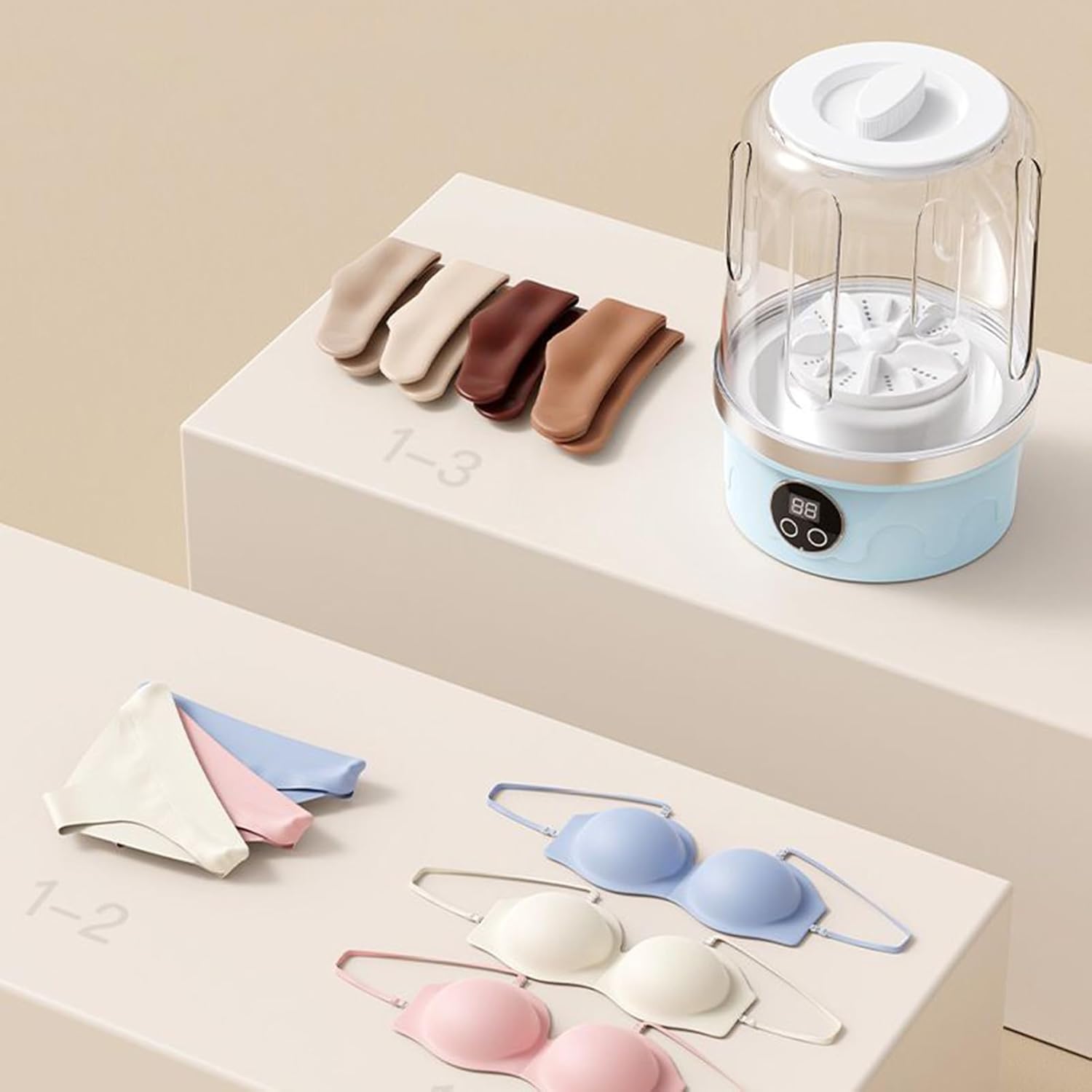 Underwear Washer - Rechargeable 3 Mode Portable Laundry Machine for Apartments, Compact Size with Easy, Washing Gadget for Camping, Travel, Rv, Dormitory and Daily Clothes, 5.59x8.35 Inches